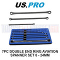 Us Pro Aviation Double Ended Ring Extra Long Spanner Set 8 - 24mm 3222