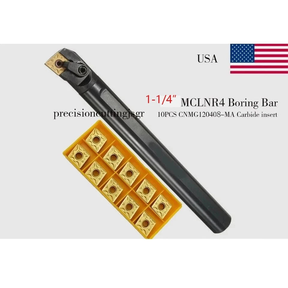 1-1/4" Shank X12" Long Indexable Boring Bar S16-mclnr4 + 10* Cnmg432