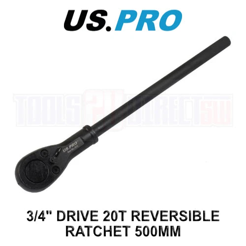 Us Pro Tools 3/4" Drive 20t Reversible 500mm Ratchet For Sockets 4210