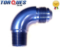 AN -8 (AN8 AN 08) to 1/4" NPT 90 Degree SWEPT Adapter