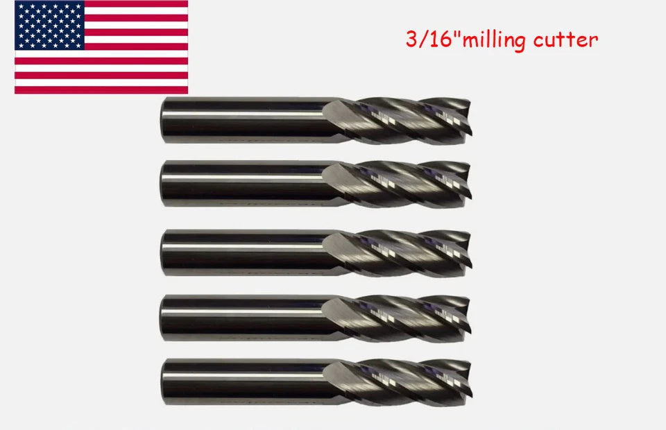 New 3/16" 4 Flute Long Carbide End Mill - Tialn Coated Usa