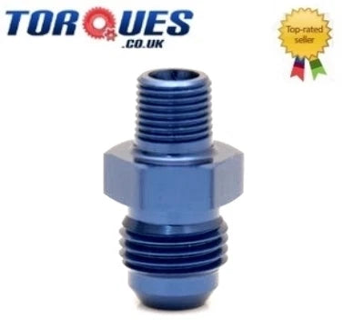 AN -8 (JIC8) to 1/4" NPT Straight Facet Red / Blue Top Fuel Pump Adapter