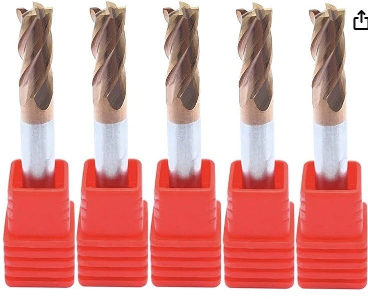 6mm Solid Carbide End Mill 4 Flute Hrc55 D6 X 50 -4f Tisin Coat Cnc