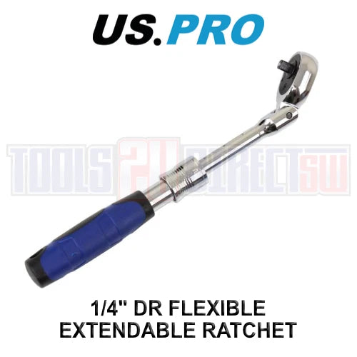 Us Pro 1/4" Dr 72 Teeth 180mm To 235mm Flexible Extendable Ratchet