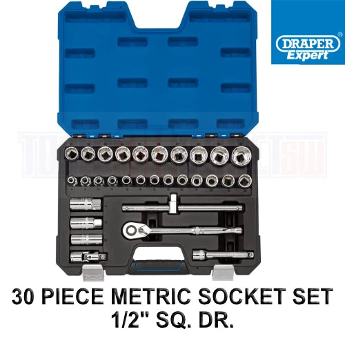 Draper Metric Socket Set 1/2-inch Square Drive Polished Chrome 8 -