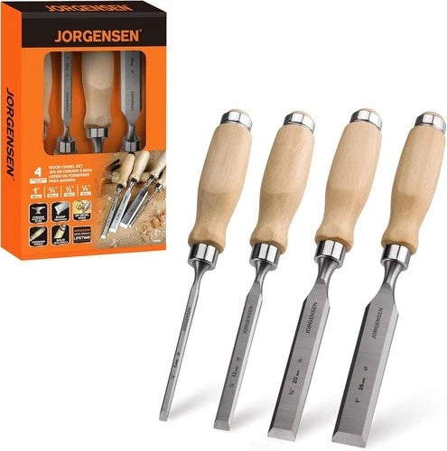 Jorgensen 4-piece Wood Chisel Set Chromium Alloy Steel Beveled Edge