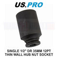 Us Pro Tools 35mm Deep 1/2" Dr Impact Thin Walled Hub Nut Socket 12pt
