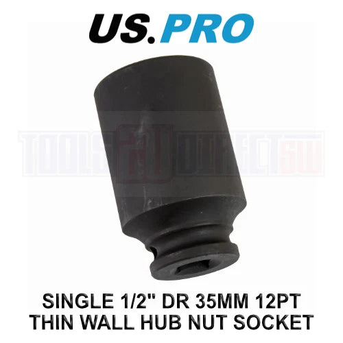 Us Pro Tools 35mm Deep 1/2" Dr Impact Thin Walled Hub Nut Socket 12pt