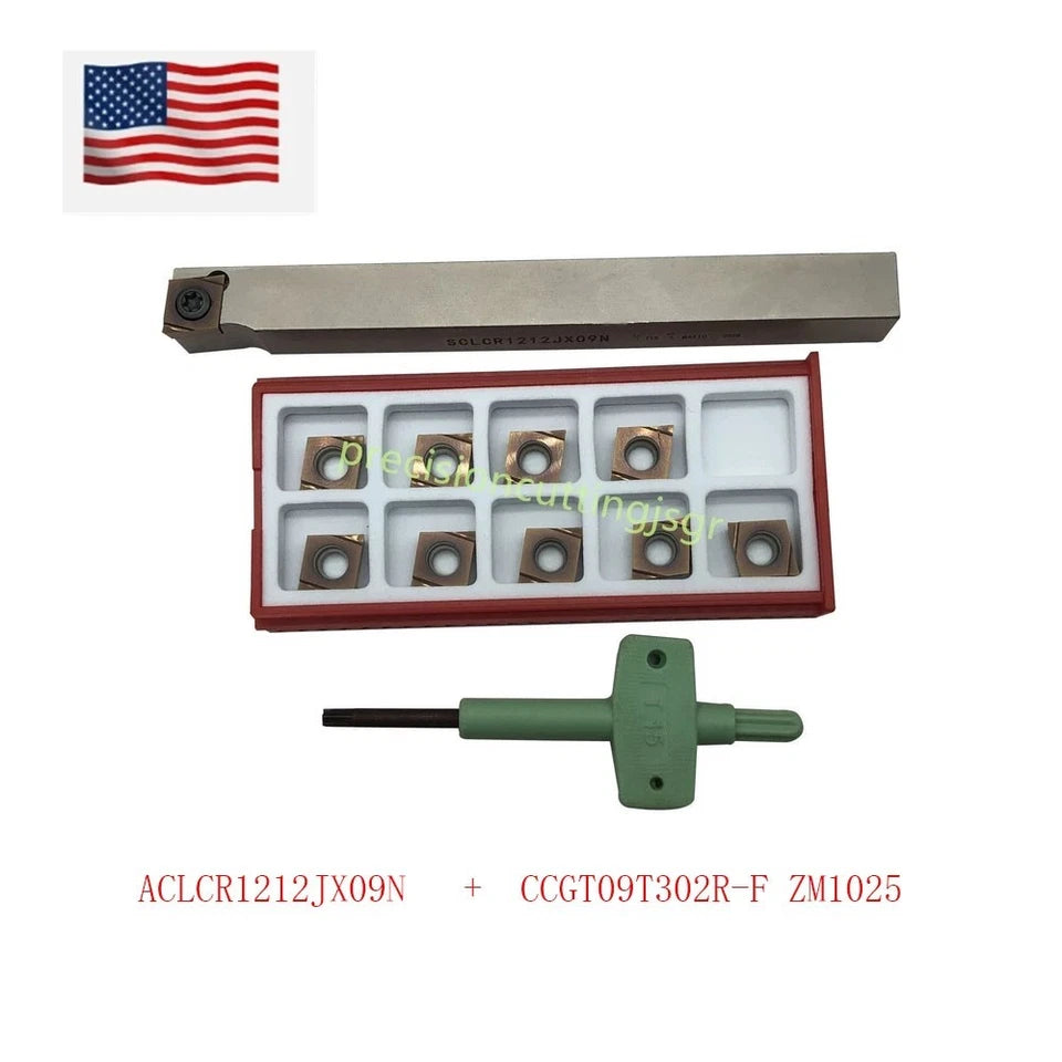 1/2" Lathe Turning Tool Holder Sclcr1212h09 +10* Ccgt09t302r Carbide