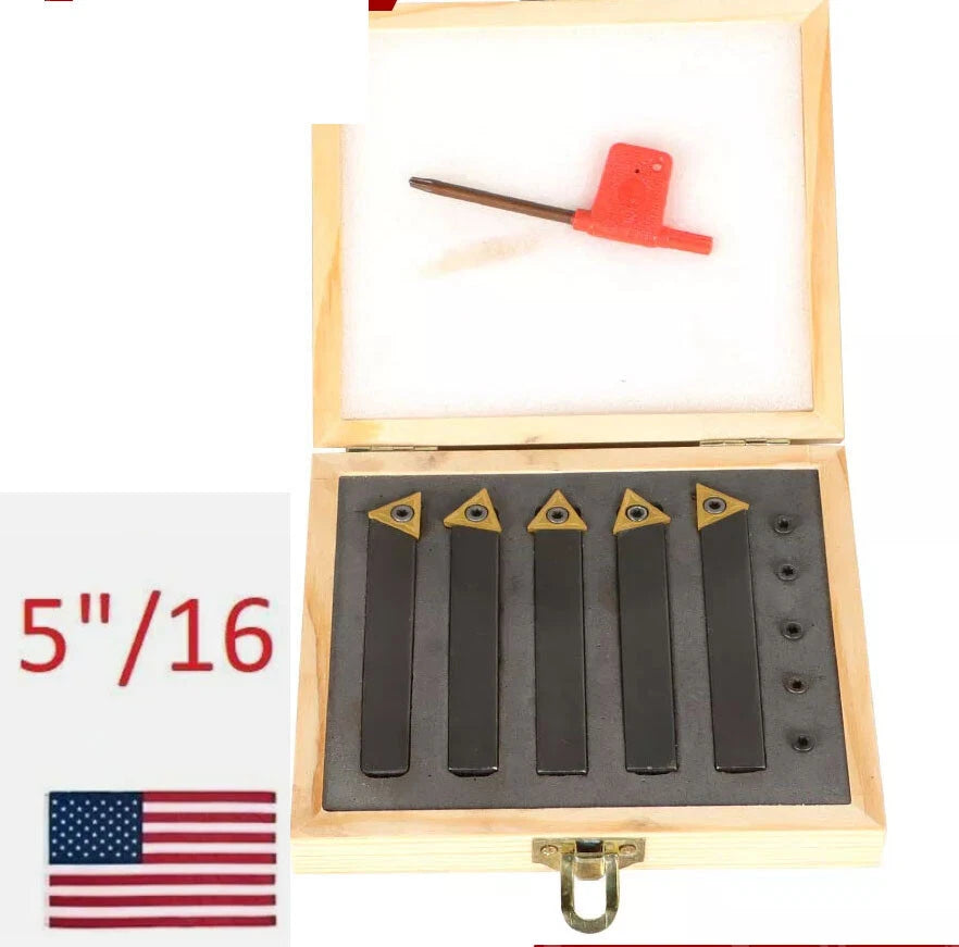 5/16" Indexable Carbide C6 Insert Tool Bit & Holder Mini Lathe Set