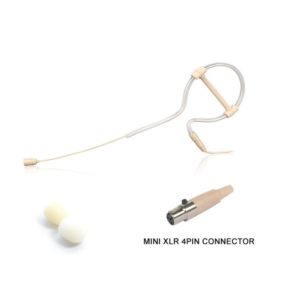 Beige Single Earhook Headset Headworn Microphone 4-pin Xlr High