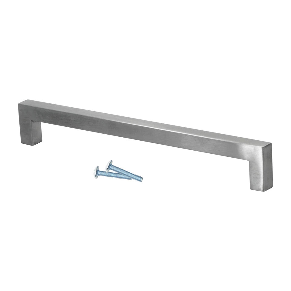 Modern Square 7-9/16" (192mm) Center To Center Stainless Steel