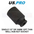 Us Pro Tools 36mm Deep 1/2" Dr Impact Thin Walled Hub Nut Socket 12pt