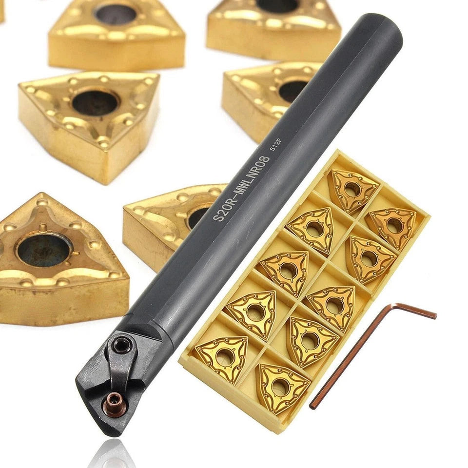 Set Of S20r-mwlnr08 20mm Lathe Turning Tool Holder + 10x Wnmg0804