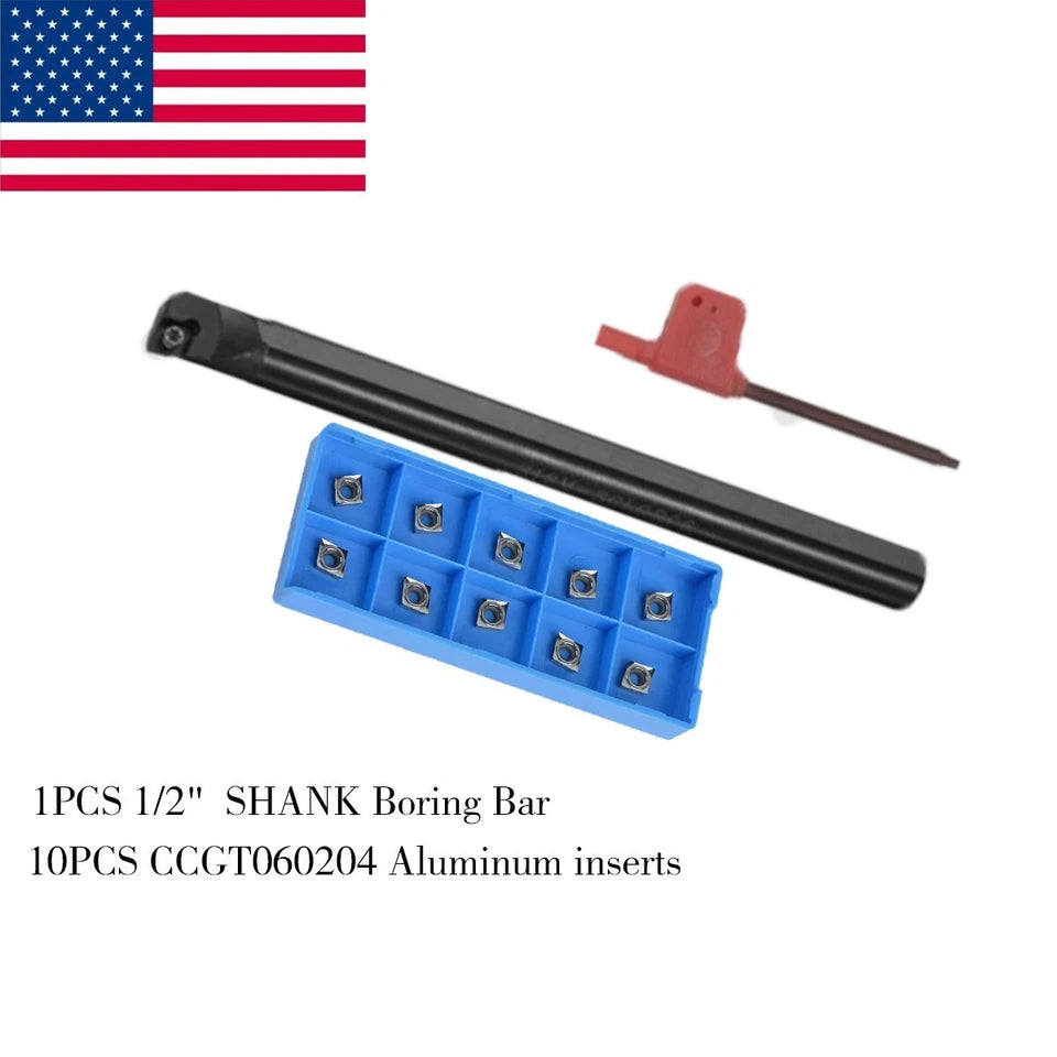 1/2" Shank 90° Sclcr2lathe Indexable Boring Bar + Ccgt06 Aluminum