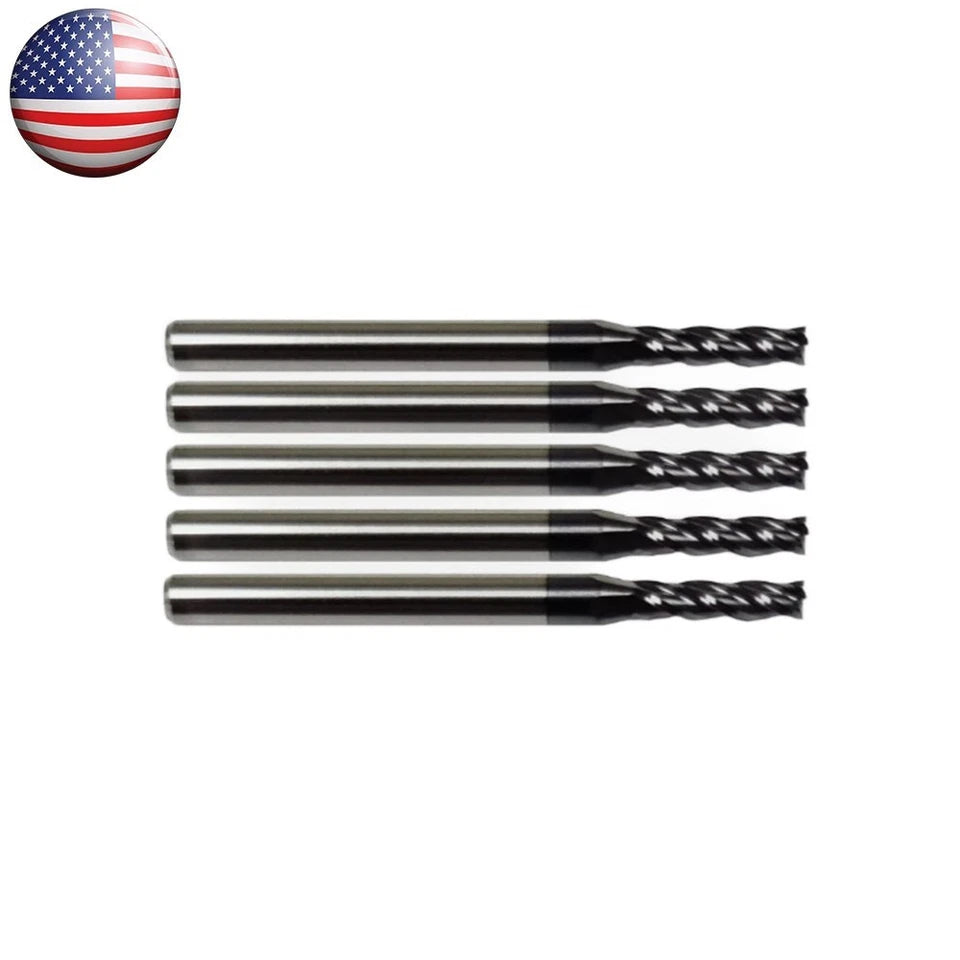5 Pack 3/64" Solid Carbide End Mills – Tialn Coated – 4 Flute Cnc