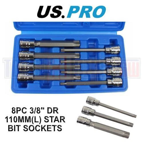 Us Pro Tools 3/8" Dr. 110mm Long Torx Bit Socket Set T25 To T60 3303