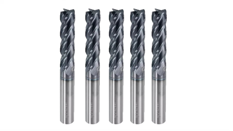 1/2" X 2.5" X 4" 4 Flute Long Solid Carbide End Mill - Tialn Coated