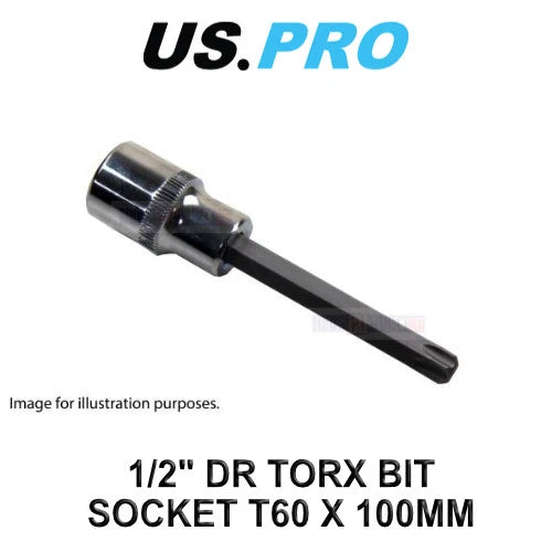 Us Pro 1/2" Dr Torx Bit Socket T60 X 100mm 3335
