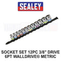 Sealey 3/8" Sq Drive Socket Set 6pt Walldrive® Metric 8 - 19mm -