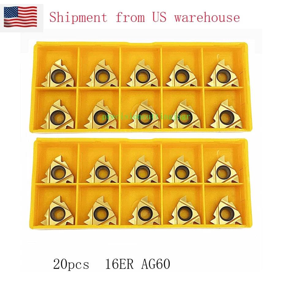 16er Ag60 Carbide Insert Threading Inserts For Ser1616h16 Lathe