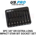Us Pro Industrial 3/8" Dr Extra Long Impact Star Torx Bit Socket Set