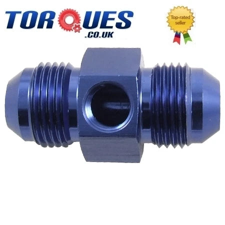AN -4 (AN4) Male - Male Union+ 1/8" NPT Side Port Blue
