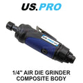 Us Pro Tools 1/4" Air Die Grinder Composite Body, Grinding Tool 8424