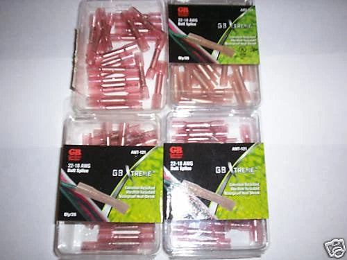 100 Gb Heat Shrink Red Butt Splice Connectors Perma Seal 18-22 Awg